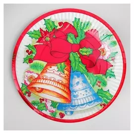 Тарелка бумажная «Праздничные колокольчики», набор 6 шт.