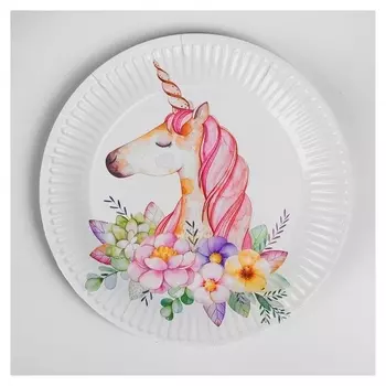 Тарелка бумажная «Прекрасный единорог», набор 6 шт.