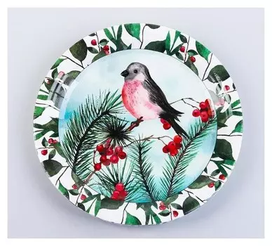 Тарелка бумажная «Снегирь», набор 10 шт.