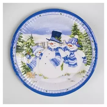 Тарелка бумажная «Снеговички», набор 6 шт.