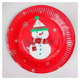 Тарелка бумажная «Снеговик», набор 6 шт.
