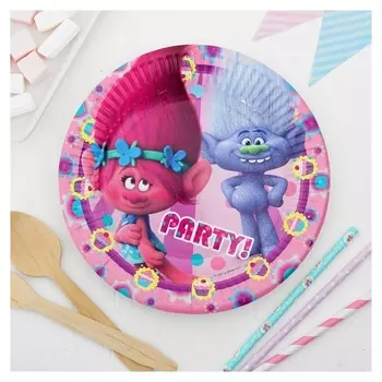 Тарелка бумажная «Тролли», 20 см, набор 8 шт.