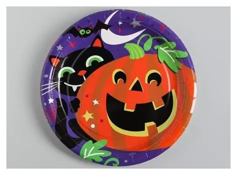 Тарелка бумажная "Тыква" набор 10 шт