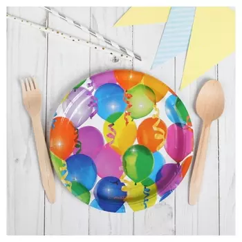 Тарелка бумажная «Воздушные шарики», набор 6 шт., 18 см