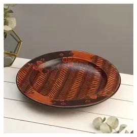 Тарелка дерево "Цветок солнца" батик 30х30х5 см