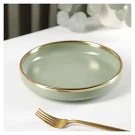 Тарелка десертная «Акварель», 20,5×4 см, цвет бледно-зелёный