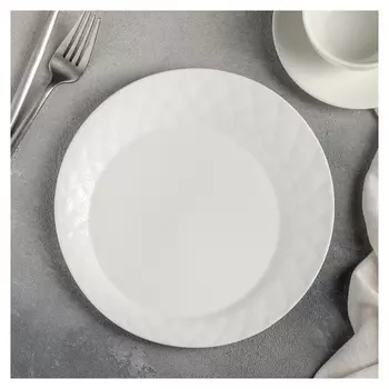Тарелка десертная «Блик», 21×2 см, цвет белый