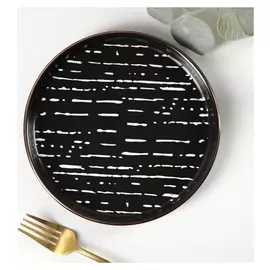 Тарелка десертная «Глазурь», 20×2 см, цвет черный