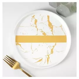 Тарелка десертная Gold, 20×2 см, цвет белый