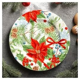 Тарелка десертная Magistro «Новый год. пуансеттия», D=20,5 см