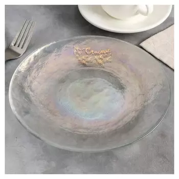 Тарелка десертная стеклянная Счастье, 21 см