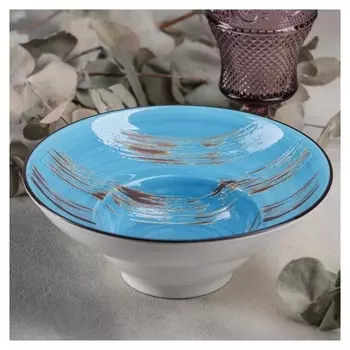 Тарелка для пасты Scratch, 800 мл, D=19,5 см, цвет голубой