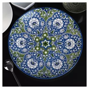 Тарелка доляна «Джавлон», D=21,7 см, цвет сине-зелёный