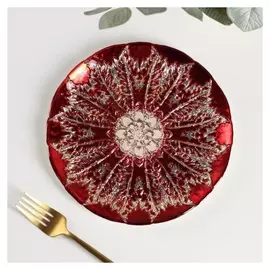 Тарелка «Филиция», D=21 см, цвет красный с золотом
