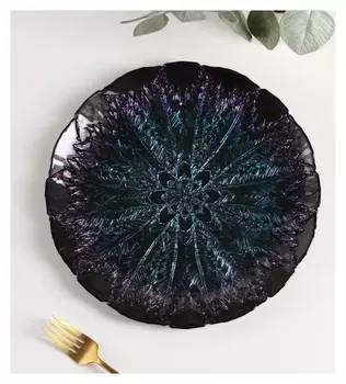 Тарелка «Филиция», D=28 см, цвет черно-синий с серебром