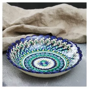 Тарелка глубокая «Риштан», 20 см, рифлёная кайма