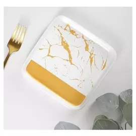 Тарелка квадратная Gold, 16×2 см, цвет белый