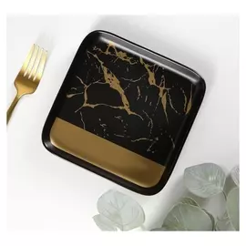 Тарелка квадратная Gold, 16×2 см, цвет черный