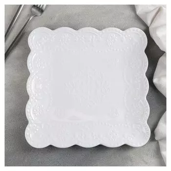 Тарелка квадратная «Сьюзен», 26,5×26,5 см, цвет белый