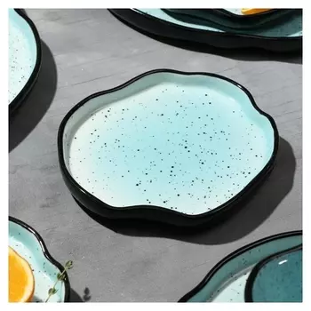 Тарелка неровный край "Синяя", 17 см