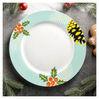 Тарелка обеденная Magistro «Новый год. шишки», D=25,3 см