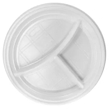 Тарелка одноразовая D-205мм, 3-х секционная белая, ПС 100шт/уп