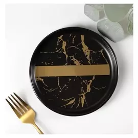 Тарелка пирожковая Gold, 15×2 см, цвет чёрный