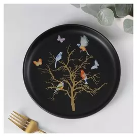 Тарелка пирожковая «Колибри», 19,5×2 см, цвет черный