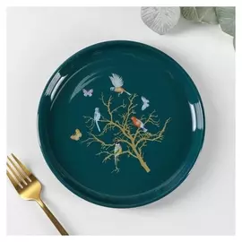 Тарелка пирожковая «Колибри», 19,5×2 см, цвет зелёный