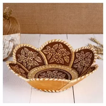 Тарелка "Ромашки", 6 лепестков, береста