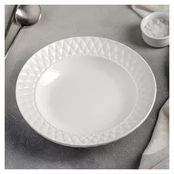 Тарелка суповая «Блик», 23×4 см, цвет белый