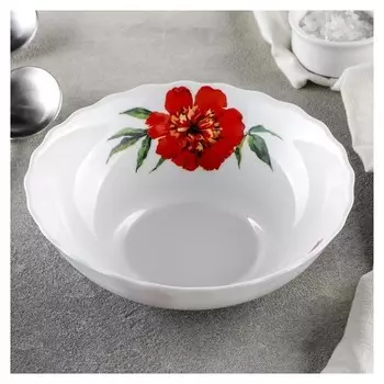Тарелка суповая доляна «Бархатная роза», D=18 см, цвет белый