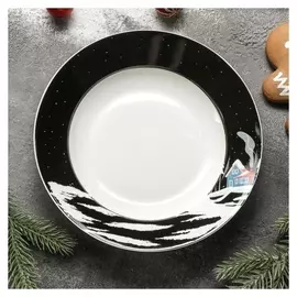 Тарелка суповая Magistro «Новый год. домик», 500 мл, D=20,2 см