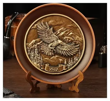 Тарелка сувенирная "Орёл", керамика, гипс, D=16 см