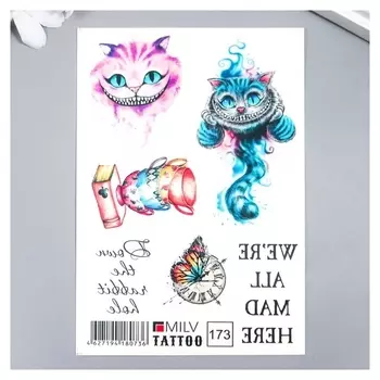 Татуировка на тело "Чеширский Кот" 10х15 см