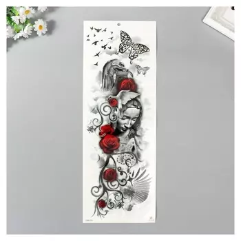 Татуировка на тело чёрная с цветом "Молитва" 48,5х17 см