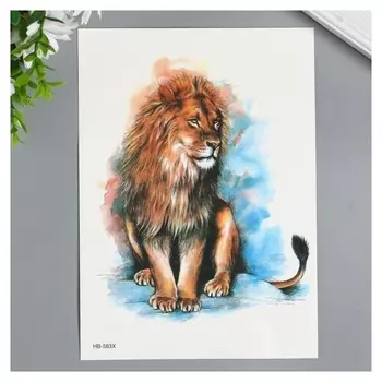 Татуировка на тело цветная "Царь зверей - лев" 21х15 см