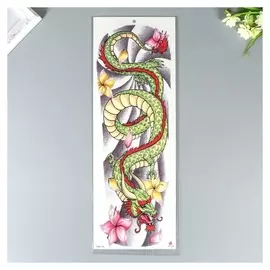 Татуировка на тело цветная "Дракон" 48х17 см