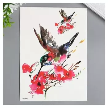 Татуировка на тело цветная "Колибри" 21х15 см