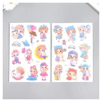 Татуировка на тело цветная "Малышки" 16х11 см