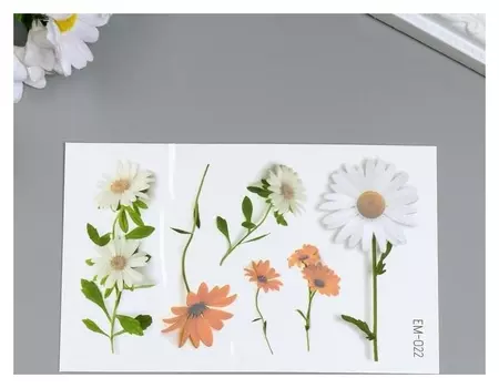 Татуировка на тело цветная "Ромашки" 12х7,8 см