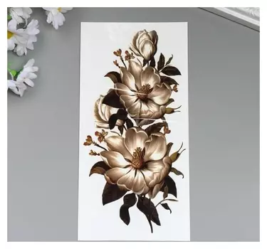 Татуировка на тело цветная "Шиповник" 21х10 см