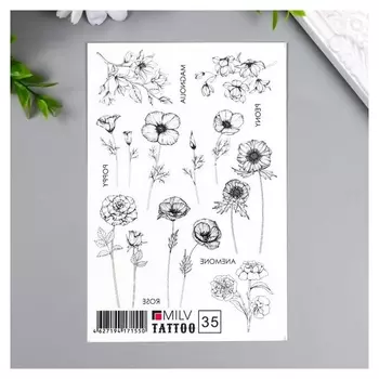 Татуировка на тело "Цветочки" 10х15 см