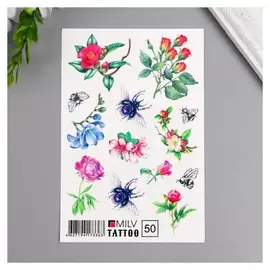 Татуировка на тело "Цветочки" 10х15 см