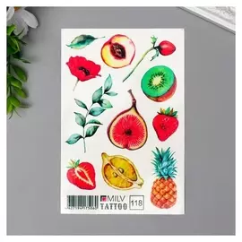 Татуировка на тело "Фрукты" 10х15 см