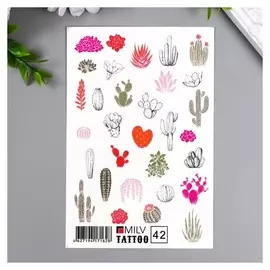 Татуировка на тело "Кактусы" 10х15 см