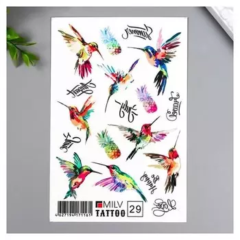 Татуировка на тело "Колибри" 10х15 см