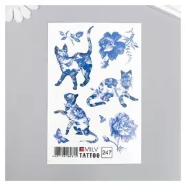 Татуировка на тело "Кошки" 10х15 см