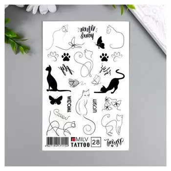 Татуировка на тело "Котики" 10х15 см