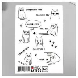 Татуировка на тело "Котики" 10х15 см